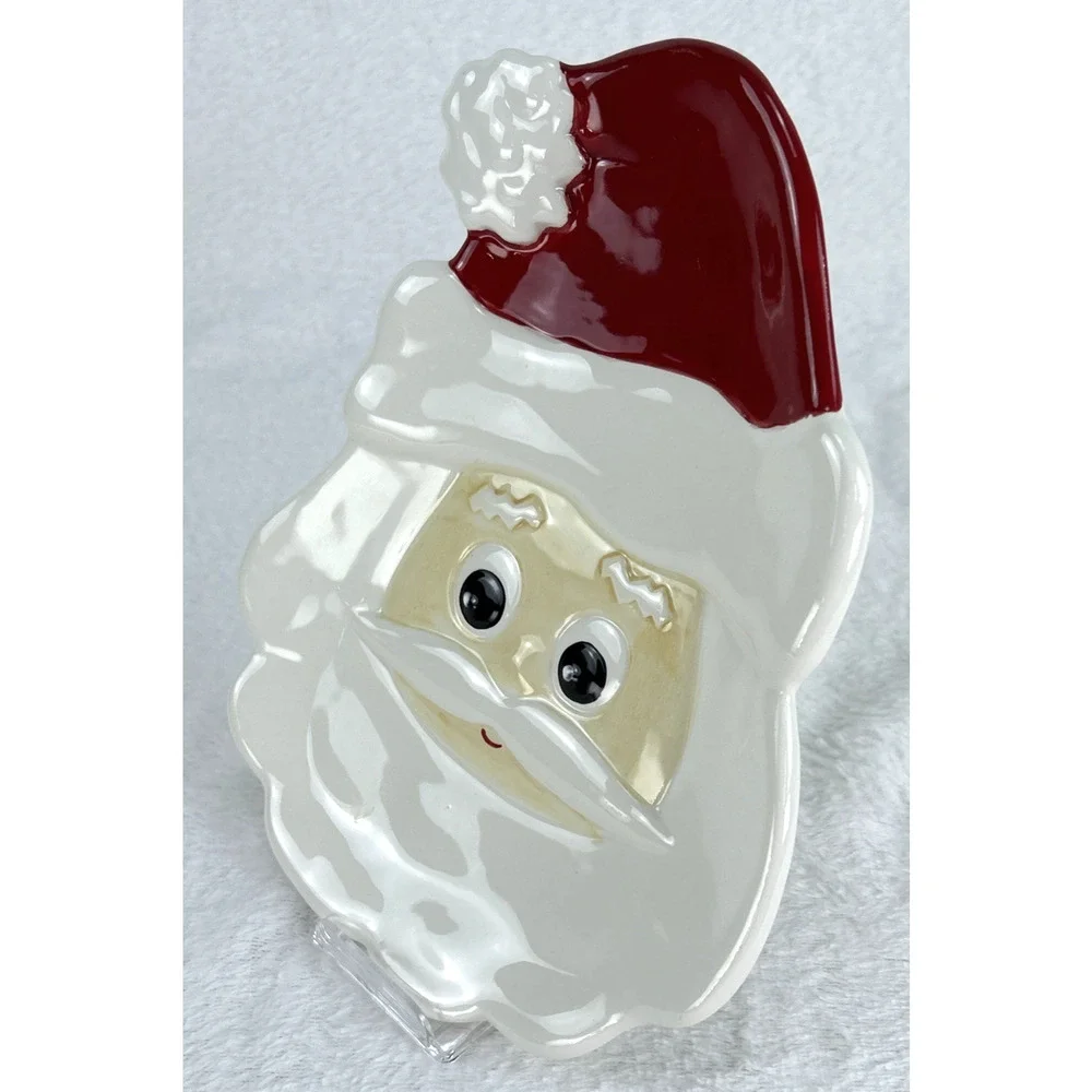 Living Quarters Santa Clause Head Cookie Plate Serving Tray Your Home Your Style